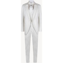 Ysf Erkek Krem Hakim Yaka Slim Fit Yelekli Damatlık