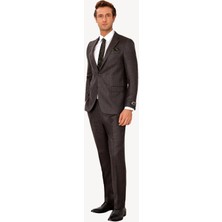 Erkek Füme Regular Fit Mono Yaka Takım Elbise