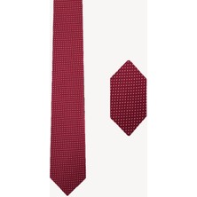 Erkek Bordo Desenli Kravat Mendil Set