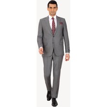 Ysf Erkek Gri Klasik Desenli Kumaş Takım Elbise