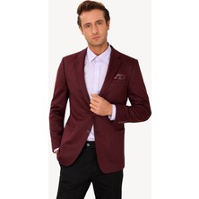 Ysf Erkek Bordo Spor Desenli Yünlü Ceket