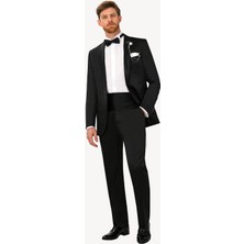 Erkek Siyah Parlak Şal Yaka Damatlık