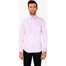 Ysf Erkek Lila Uzun Kol Cepli Klasik Gömlek