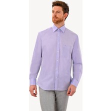 Erkek Lila Uzun Kol Klasik Yaka Gömlek