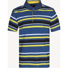 Erkek Lacivert Çizgili Polo Yaka Regular Fit Tshirts