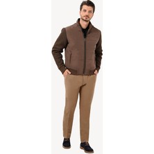 Erkek Kahverengi Klasik Desenli Triko Kol Spor Mont