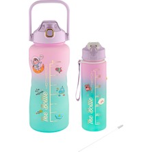 Comprox Motivasyonel 2 Litre Su Matarası ve 750ml Matara BPA İçermez Dayanıklı Tasarım