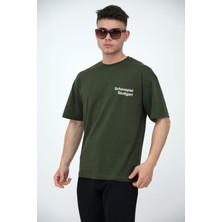 Frezzbi Erkek Oversize Bisiklet Yaka Basic Kısa Kollu Yazı Baskılı T-Shirt