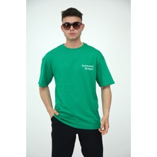 Frezzbi Erkek Oversize Bisiklet Yaka Basic Kısa Kollu Yazı Baskılı T-Shirt