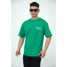 Frezzbi Erkek Oversize Bisiklet Yaka Basic Kısa Kollu Yazı Baskılı T-Shirt