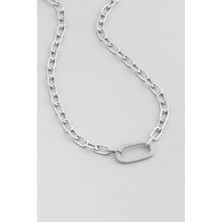So CHIC Davet Şıklığı 18 Ayar Beyaz Altın Kaplama 45 Cm Gümüş Zincir Kolye