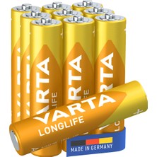 VARTA Longlife AAA Alkalin kalem pil 10'lu paket