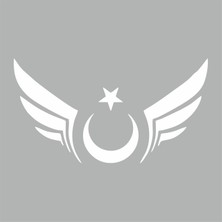 Reysa Tasarım Kanatlı Türk Bayrağı Araba Sticker Beyaz 20X13 cm