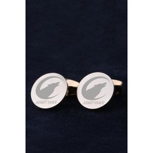 Kravatkolik Isme Özel Erkeğe Hediye Kurt Motif Altın Renk Kol Düğmesi