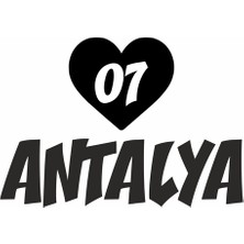 Reysa Tasarım Kalpli 07 Antalya Araba Sticker Siyah 20X15 cm