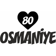 Reysa Tasarım Kalpli 80 Osmaniye Araba Sticker Siyah 20X15 cm