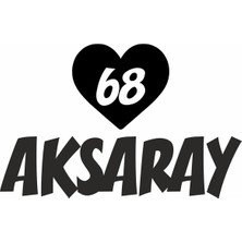 Reysa Tasarım Kalpli 68 Aksaray Araba Sticker Siyah 20X15 cm