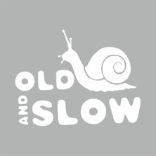 Reysa Tasarım Old And Slow Salyangoz Araba Sticker Beyaz 18X13 cm