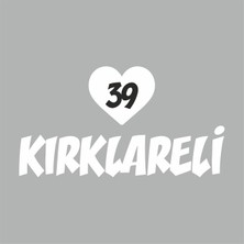 Reysa Tasarım Kalpli 39 Kırklareli Araba Sticker Beyaz 20X15 cm