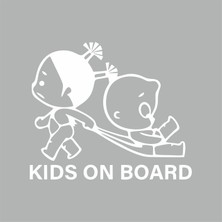 Reysa Tasarım Kids On Board Araba Sticker  Beyaz 17X14 cm
