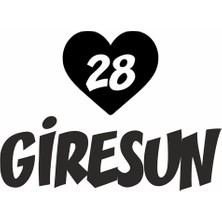 Reysa Tasarım Kalpli 28 Giresun Araba Sticker Siyah 20X15 cm