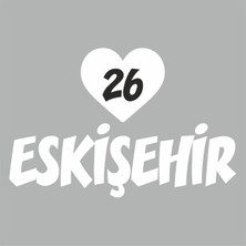 Reysa Tasarım Kalpli 26 Eskişehir Araba Sticker Beyaz 20X15 cm
