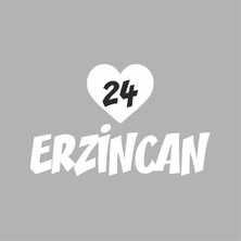 Reysa Tasarım Kalpli 24 Erzincan Araba Sticker Beyaz 20X15 cm