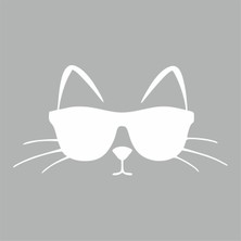 Reysa Tasarım Güneş Gözlüğü Takan Kedi Araba Sticker Beyaz 19X9 cm