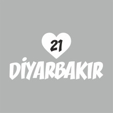Reysa Tasarım Kalpli 21 Diyarbakır Araba Sticker Beyaz 20X15 cm