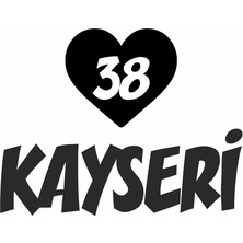 Reysa Tasarım Kalpli 38 Kayseri Araba Sticker Siyah 20X15 cm