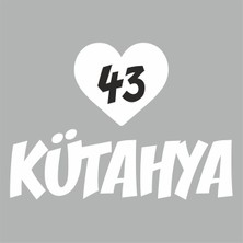 Reysa Tasarım Kalpli 43 Kütahya Araba Sticker Beyaz 20X15 cm