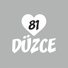 Reysa Tasarım Kalpli 81 Düzce Araba Sticker Beyaz 20X15 cm