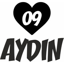 Reysa Tasarım Kalpli 09 Aydın Araba Sticker Siyah 20X15 cm