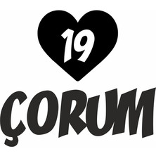Reysa Tasarım Kalpli 19 Çorum Araba Sticker Siyah 20X15 cm