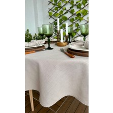 Decamor Home Keten Dokulu Dertsiz Bej Yuvarlak Masa Örtüsü