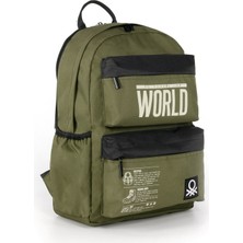 United Colors Of Benetton Haki Yeşil Çift Bölmeli Sırt Çantası 03825