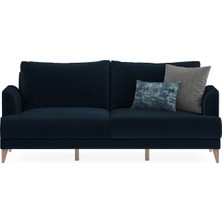 Enza Home Fiore 3'lü Yataklı Koltuk, Kadife Dokulu - Lacivert