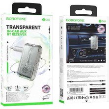 Borofone Wireless Bluetooth 5.0 3.5mm Jack Aux Araç Ses Aktarım Kiti Transparan Adaptör Bluetooth Çevirici Araba Hoparlör Kulaklık Için Taşınabilir Kablosuz 3,5 mm Aux Ses Araç Kitleri Adaptörü C46
