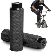 Teotake Alüminyum Kaymaz Dağ Bisikleti Bmx Silindirik Pedallar, Bisiklet Dublör Aksı Için Bir Çift Arka Pedal (Siyah, 10CM * 2.8cm) (Yurt Dışından)