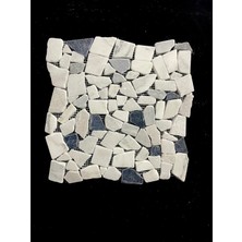 Pietramosaic Puzzle Carrara & Siyah Mermer Mıx Eskitme Mozaik Doğaltaş Duvar Kaplama