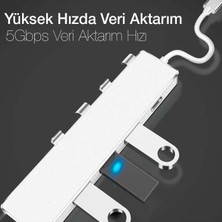 Polhammobile Polham 5in1 Pd Type C 4x USB Girişli 1x USB C Girişli Çevirici Çoğaltıcı Adaptör Hub, Ultra Hızlı