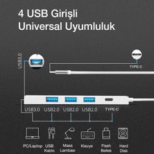 Polhammobile Polham 5in1 Pd Type C 4x USB Girişli 1x USB C Girişli Çevirici Çoğaltıcı Adaptör Hub, Ultra Hızlı