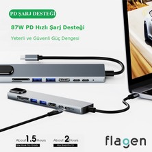 Flagen Huawei Matebook 14 Uyumlu Type-C Çoğaltıcı 8 In 1 Ethernet Sd USB HDMI