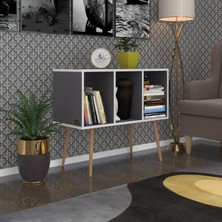 Kenzlife  Komodin Adberilgen Gri 74*90*39 Ahşap Ayaklı Komidin Kitaplık