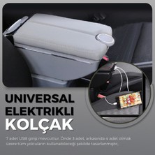 Point Marketing Oto Kolçak Kol Dayama Çift Açılır 7 USB Girişli Tüm Araçlara Uyumlu Kolçak Gri