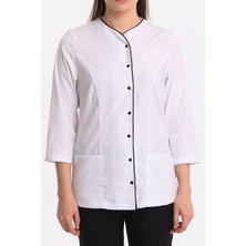 Wio Uniform Poppy - Kadın Likralı Beyaz Üniforma Üst