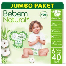 Bebem Natural Bebek Bezi 6 Beden Ekstra Large Jumbo Paket 40 Adet