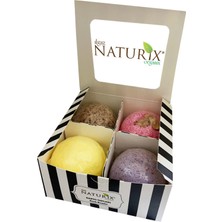 Naturix Banyo Topu Manikür Boy 4'ü Banyo Nem Bombası Küvet ve Jakuzi Köpüğü Topu Bath Bomb, Body Bomb