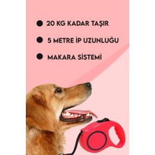 MUJGAN Makaralı Otomatik Köpek Tasması 5 Metre 1 Adet Kırmızı