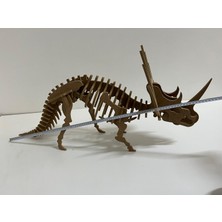 Ceratopsian 3D Dinozor Maket-Yapboz-Dekoratif Obje-Ahşap-(8mm Ham Mdf)